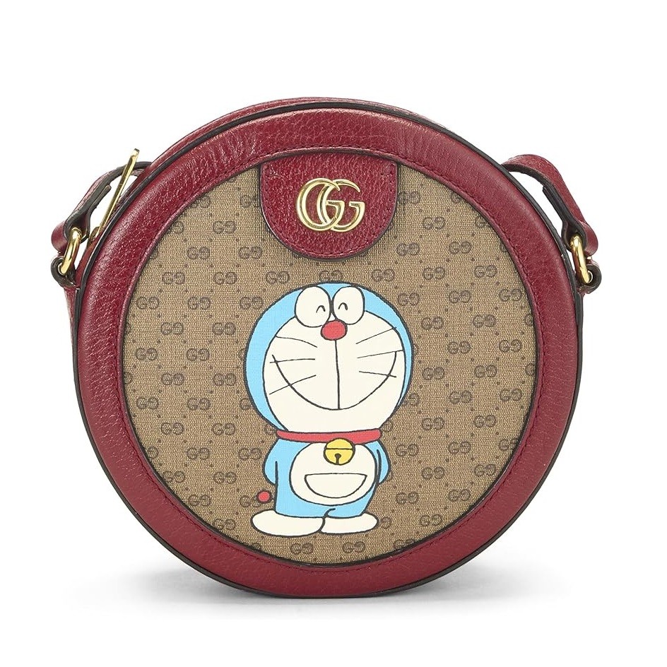 Gucci Pre-Loved Doraemon x Gucci Coated Canvas Ophidia GG Crossbody Bag, Red