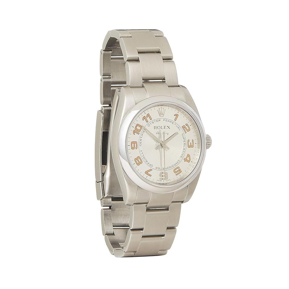 Rolex Pre-Loved Stainless Steel & Orange Concentric Air-King 114200 34mm, Orange