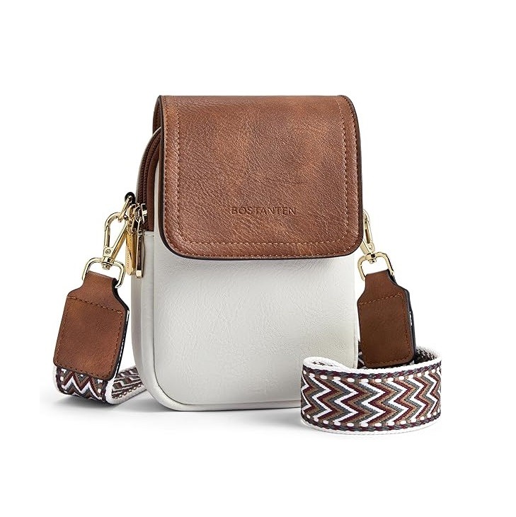BOSTANTEN Small Crossbody Bags for Women Trendy Leather Phone Wallet Purses Handbags Adjustable Guitar Strap