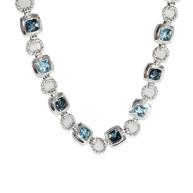 DAVID YURMAN Pre-Loved, Chiclet Topaz Necklace in Sterling Silver, 16 in