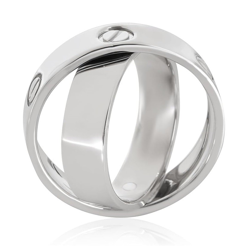 CARTIER Pre-Loved, Double Love Ring in 18K White Gold 7.25