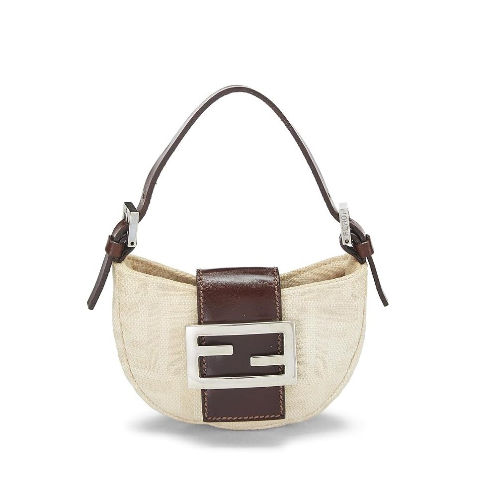 FENDI Pre-Loved Beige Zucca Croissant Mini, Beige