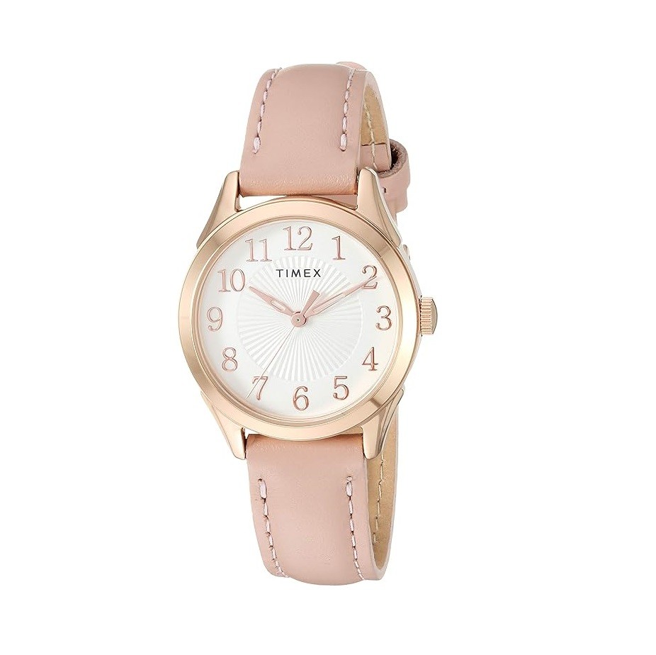 Timex Women's TW2T66500 Briarwood 28mm Pink/Rose Gold Genuine Leather Strap Watch