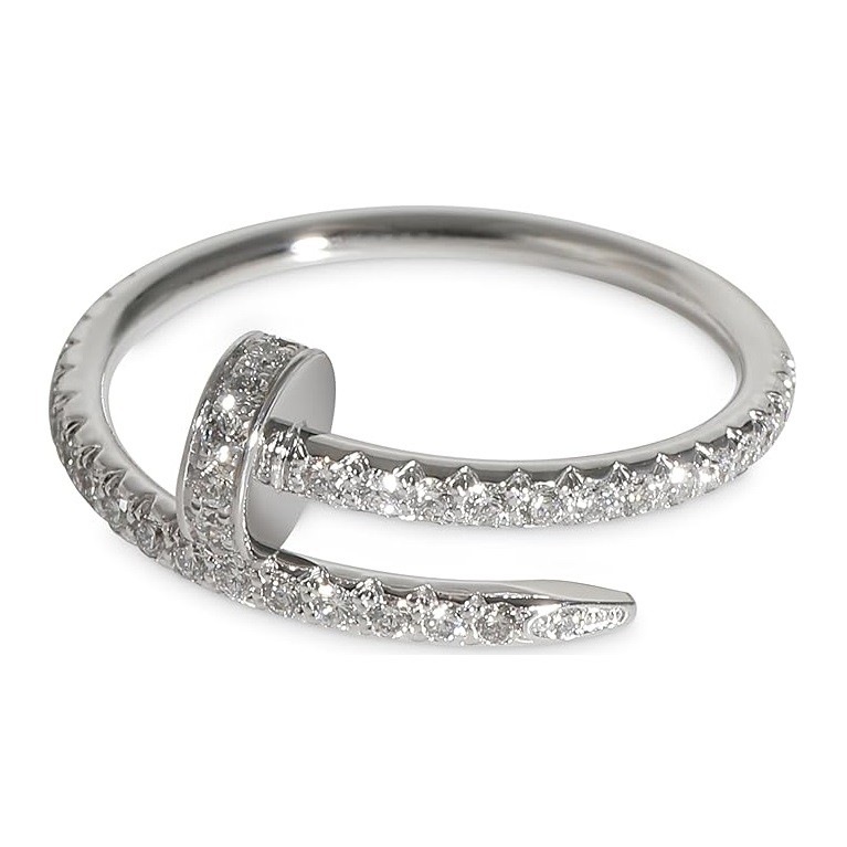 CARTIER Pre-Loved, Juste Un Clou Ring, Small Model, Diamonds, White Gold , 6.25