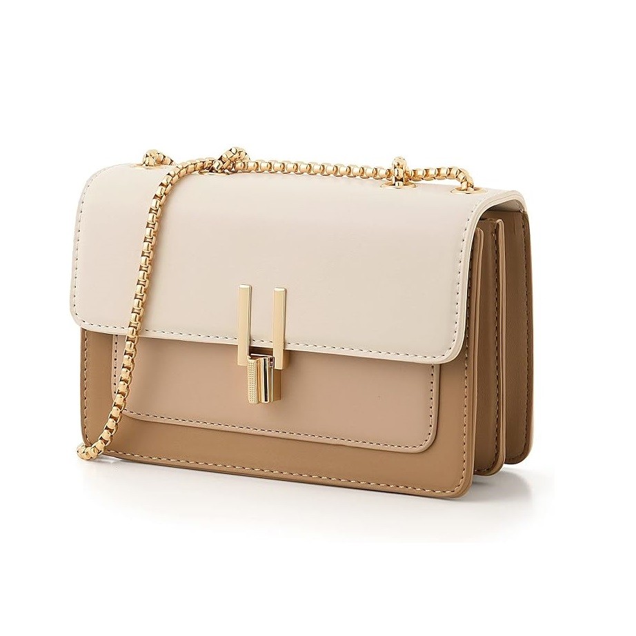 Color-Block Crossbody Bags for Women Leather Cross Body Purses Cute Designer Handbags Shoulder Bag Medium Size