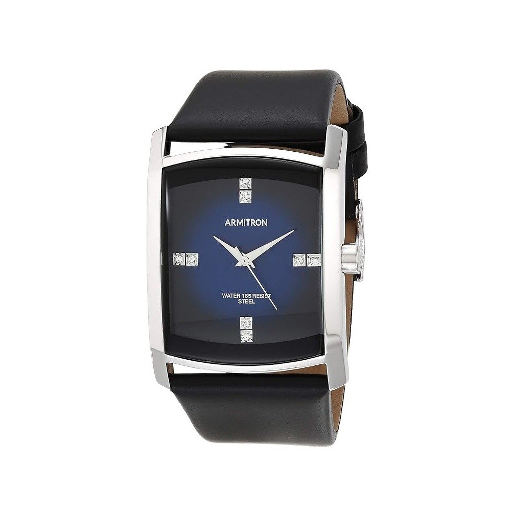 Armitron Men's Genuine Crystal Accented Leather Strap Watch
