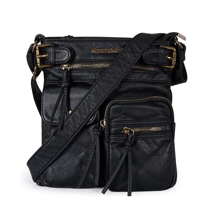 Montana West Crossbody Bag for Women Soft Washed Leather Multi Pocket Shoulder Purses