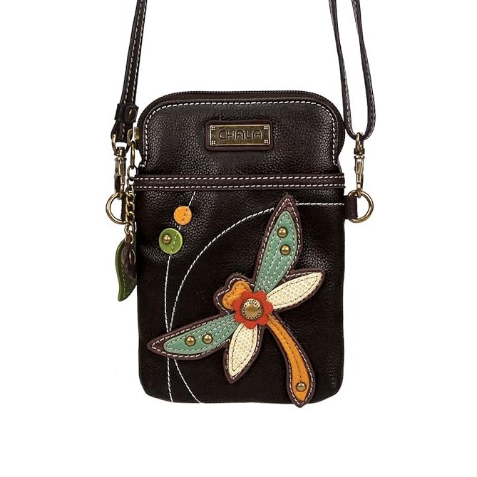 CHALA Cell Phone Crossbody Purse-Women PU Leather/Canvas Multicolor Handbag with Adjustable Strap