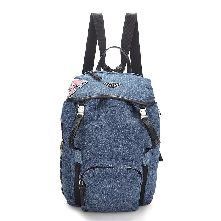 Prada Pre-Loved Blue Denim Backpack, Blue