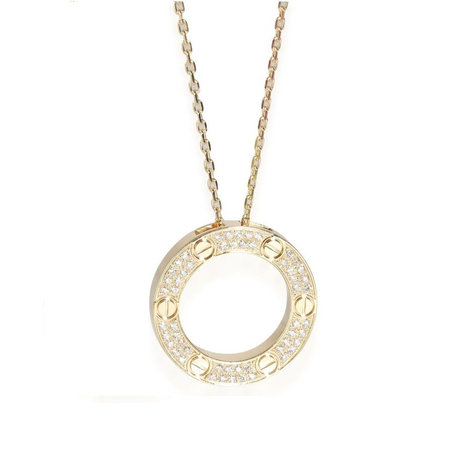 CARTIER Pre-Loved, Love Necklace, Diamond Paved, Yellow Gold , 17 in