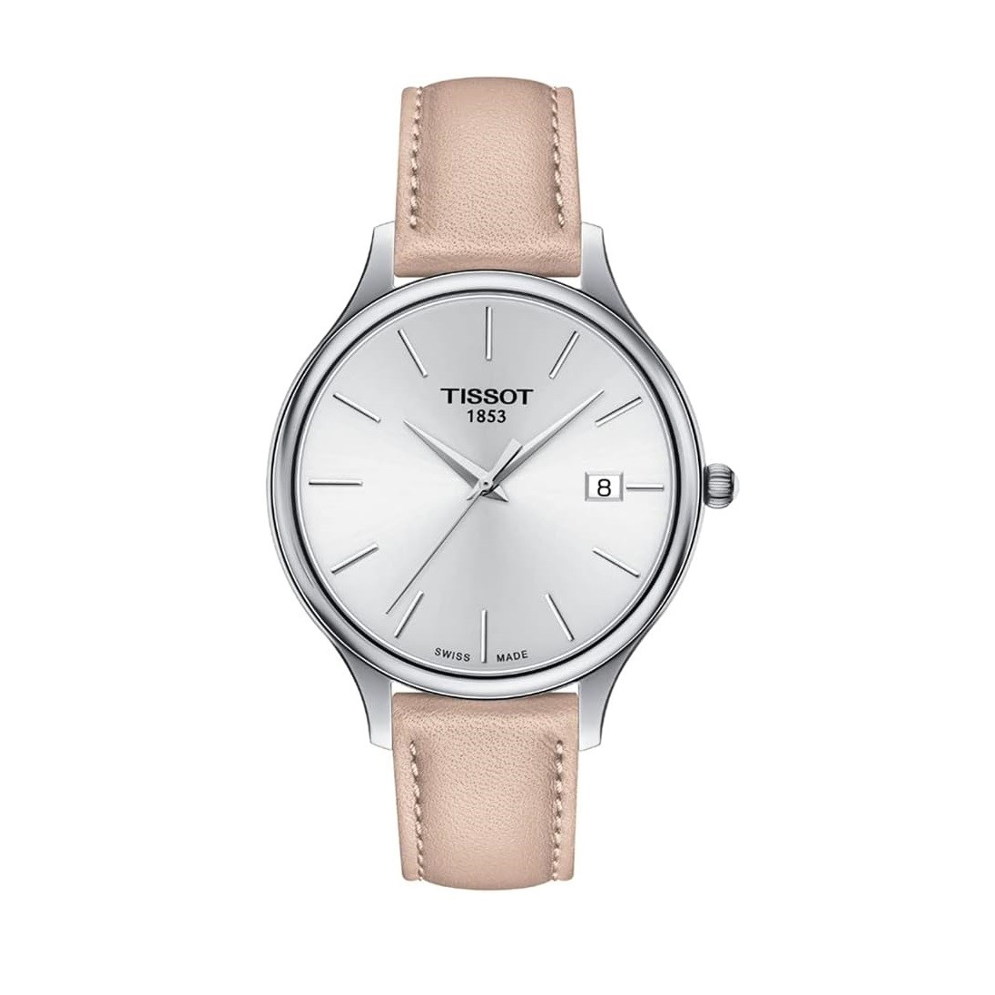 Tissot Womens Bella Ora 316L Stainless Steel case Quartz Watch, Beige, Leather, 16 (T1032101603101)