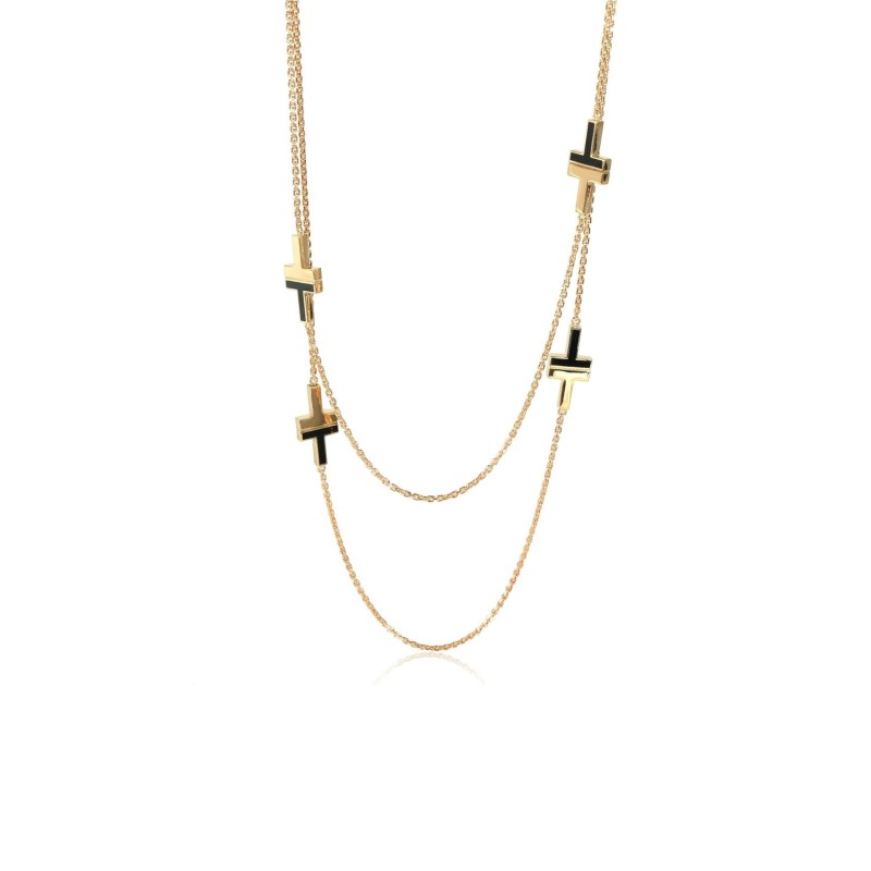 Tiffany & Co. Tiffany T Black Onyx Station Necklace in 18k Yellow Gold, 34 in