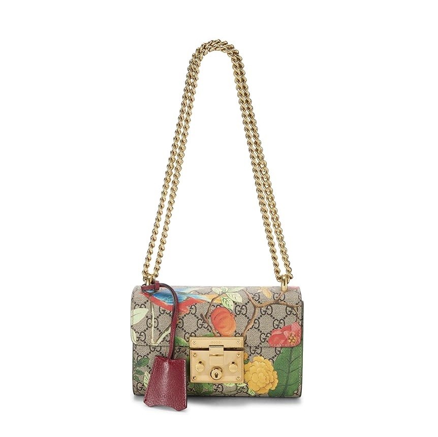 Gucci Pre-Loved Multicolor GG Supreme Canvas Tian Padlock Shoulder Bag, Multi