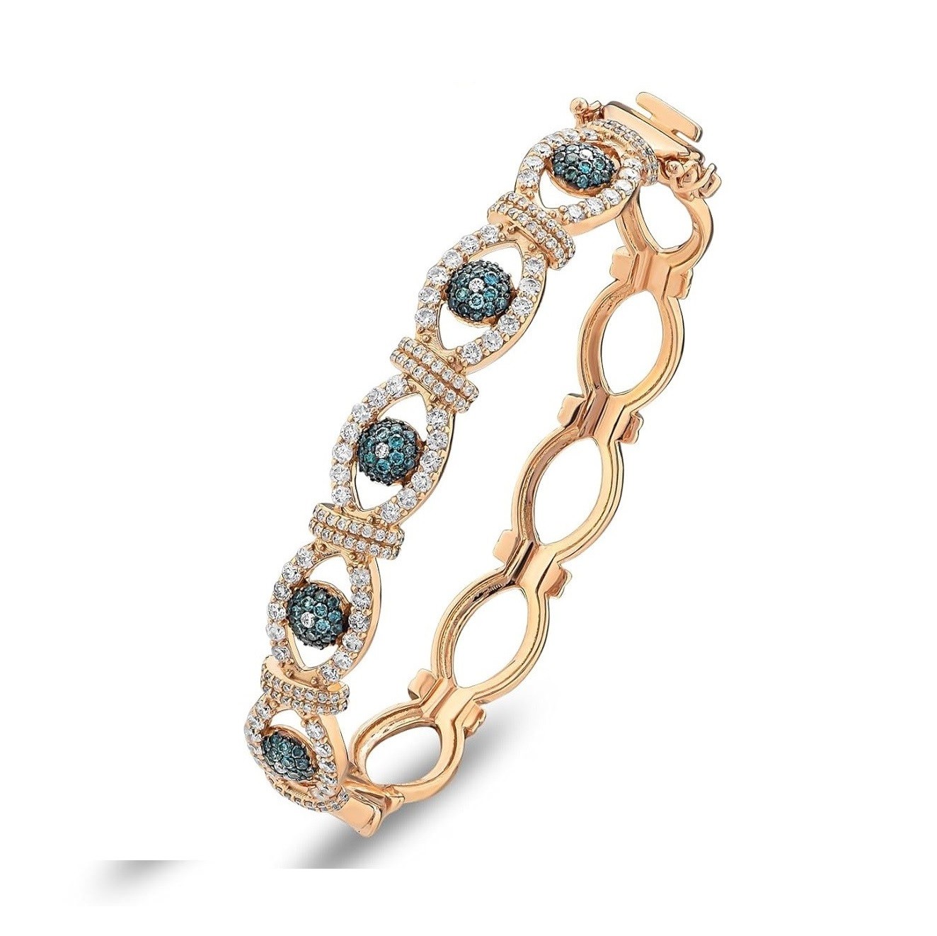 Bee Goddess Eye Light Blue Full Diamond Bracelet