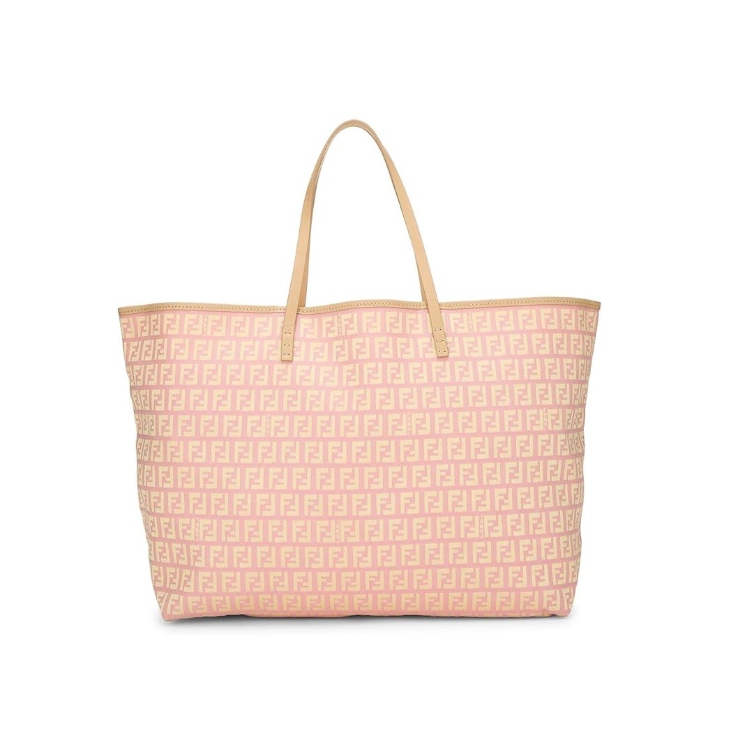 FENDI Pre-Loved Pink Zucchino Canvas Roll Tote, Pink