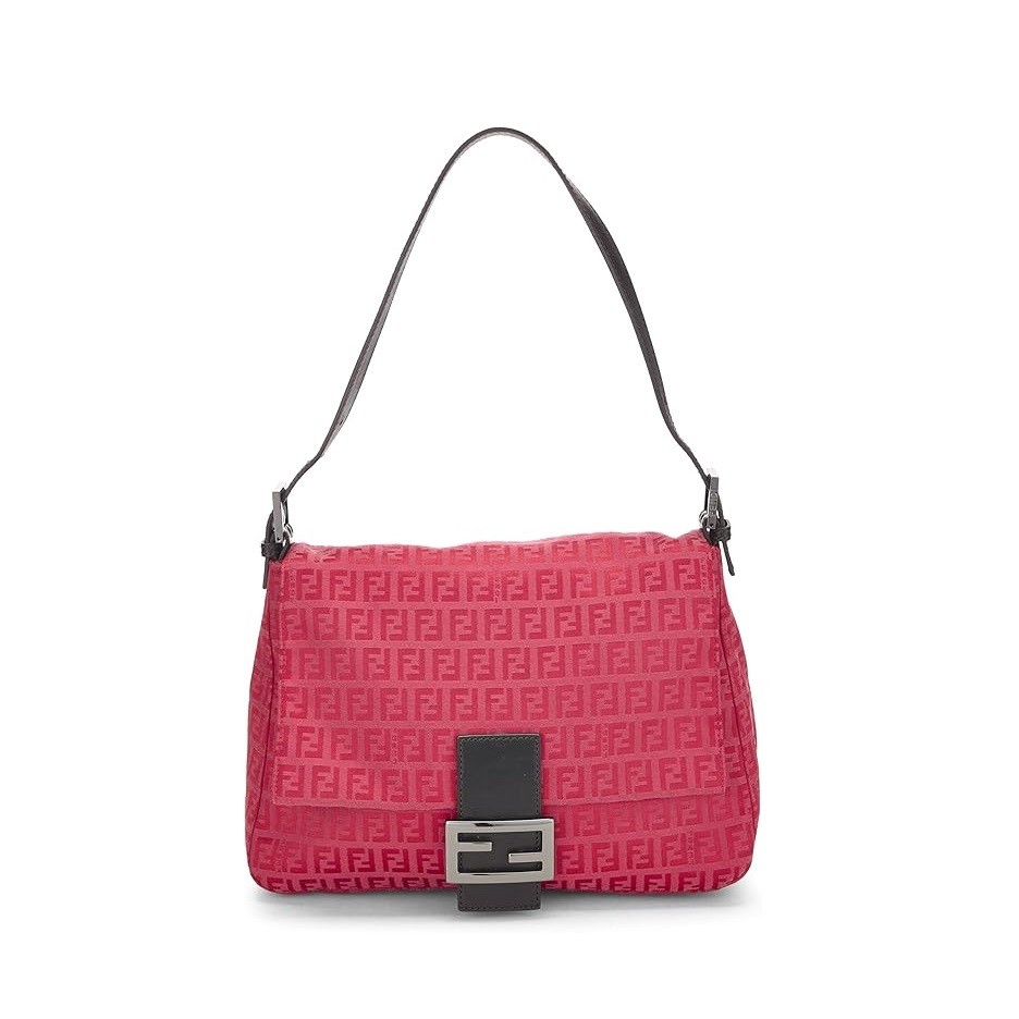 FENDI Pre-Loved Red Zucchino Canvas Mama, Red