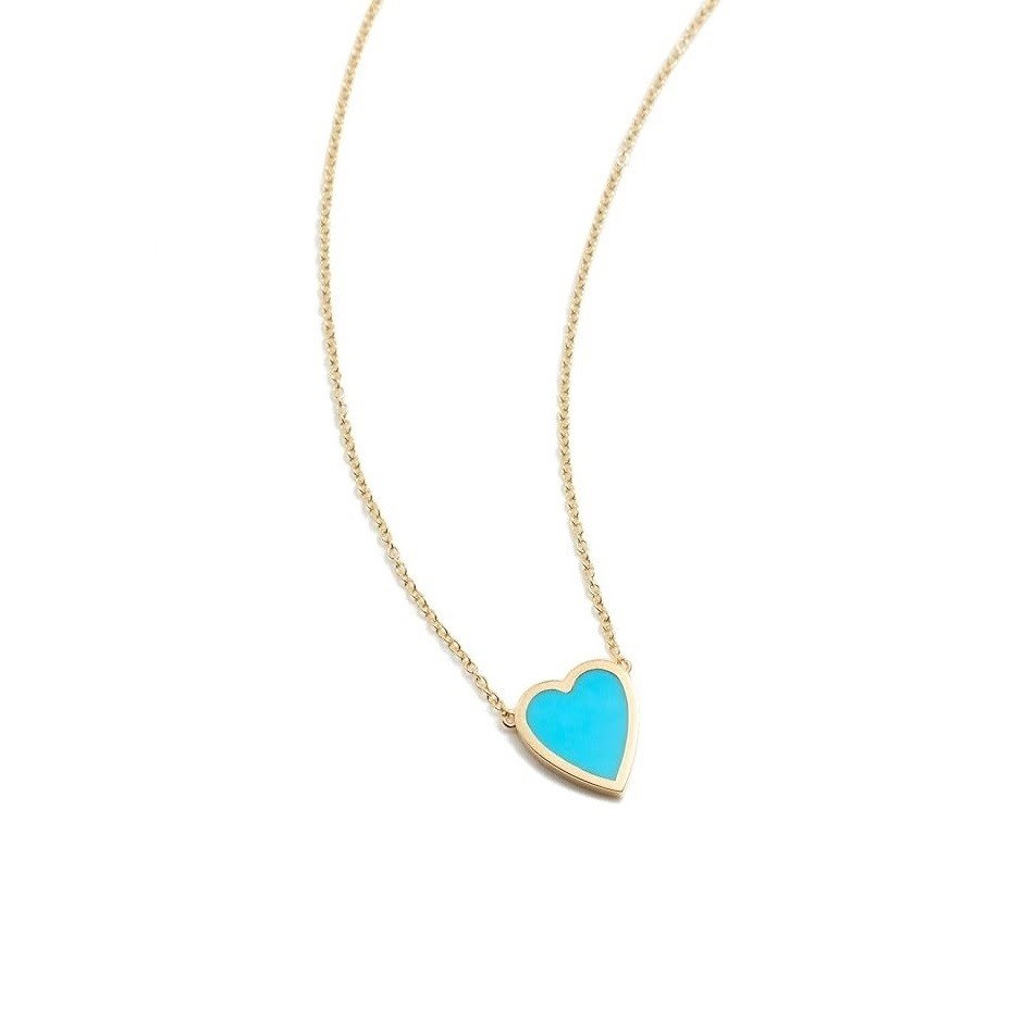 Jennifer Meyer Jewelry Women's 18k Mini Turquoise Inlay Heart Necklace
