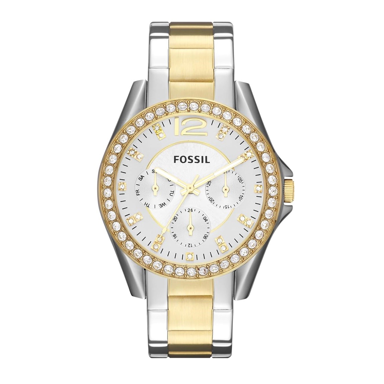 Fossil Riley Women's Watch with Crystal Accents and Stainless Steel Bracelet Band