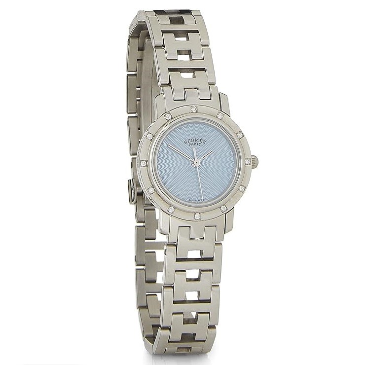 Hermes Hermès, Pre-Loved Stainless Steel & Mother of Pearl Diamond Clipper PM