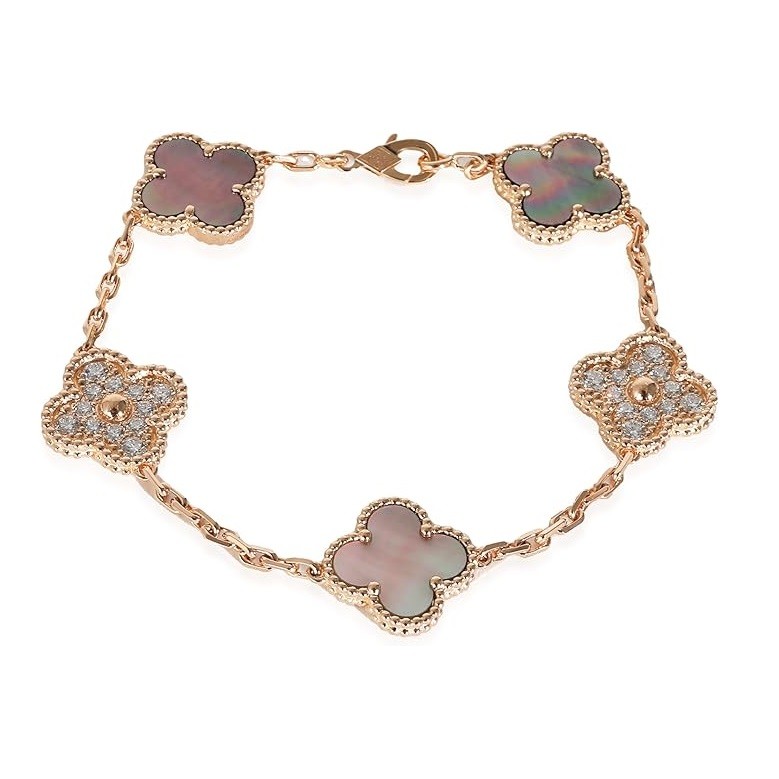 myGEMMA Van Cleef & Arpels Pre-Loved, Alhambra Bracelet, 18k Rose Gold 0.96 CTW , 7 in