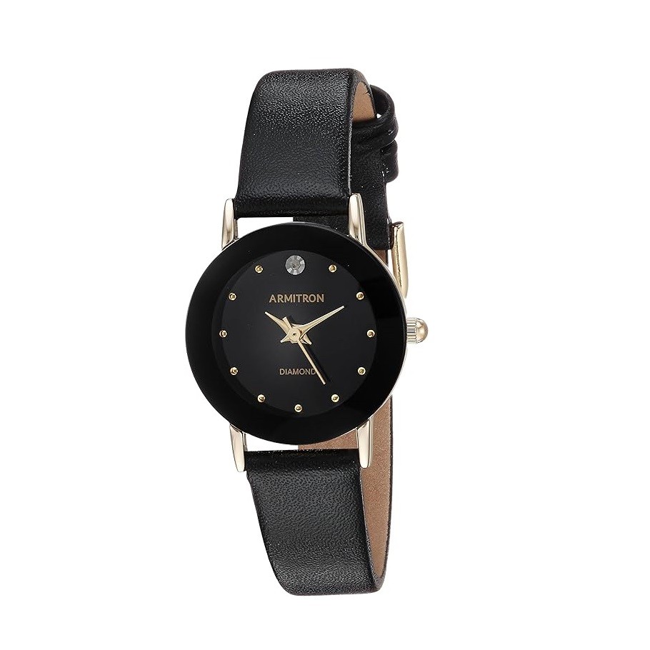 Armitron Women's 75/2447 Diamond-Accented Leather Strap Watch