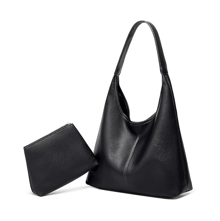 Slouchy Hobo Bags for Women Tote Bag Retro PU Leather Crossbody Bag Soft Shoulder Purses Handbags Large Capacity 2pcs