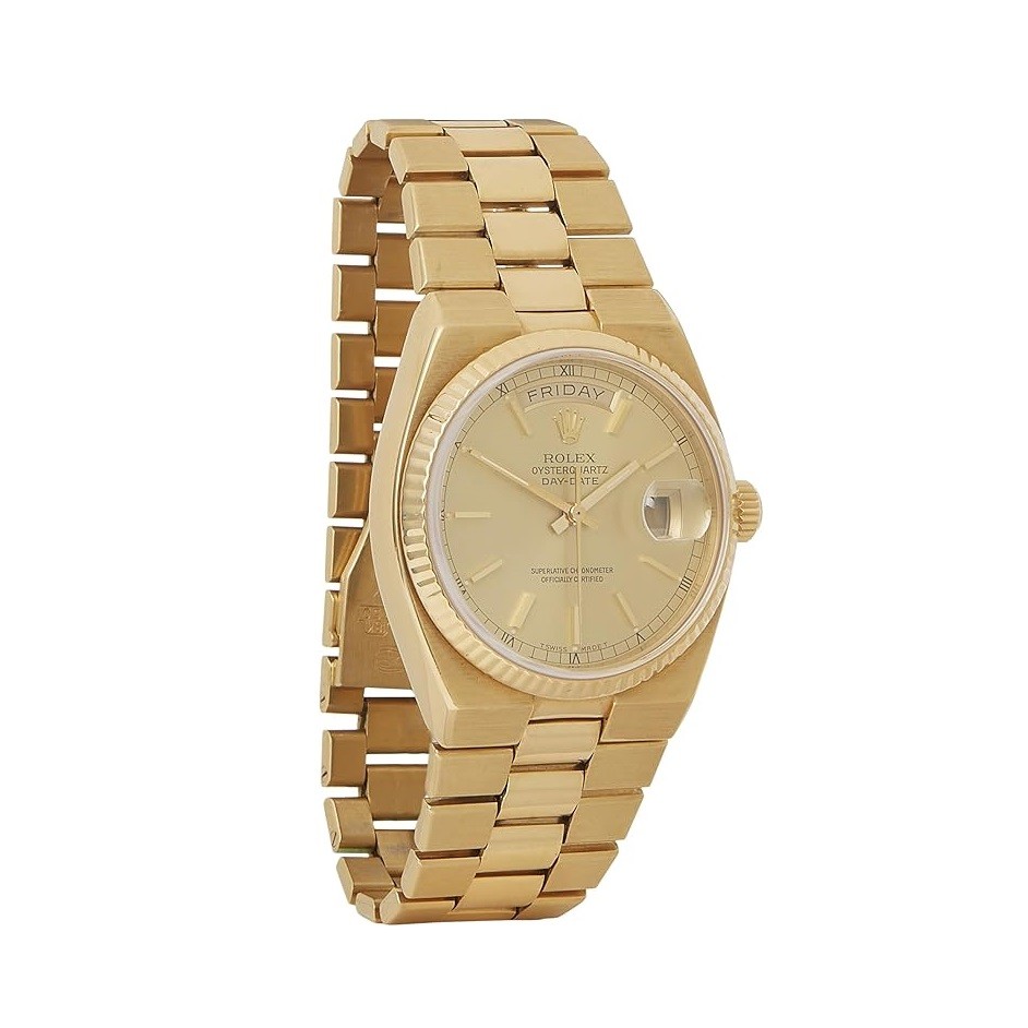 Rolex Pre-Loved 18K Yellow Gold Oyster Quartz Day-Date 19018 36mm, Gold