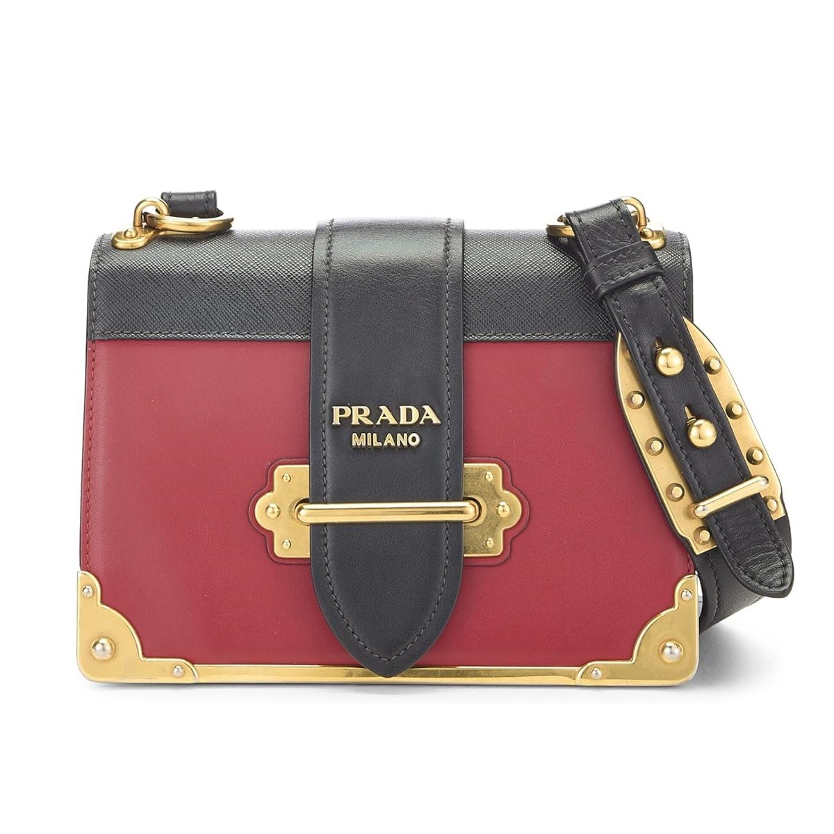 Prada Pre-Loved Multicolor Leather Cahier Crossbody, Red