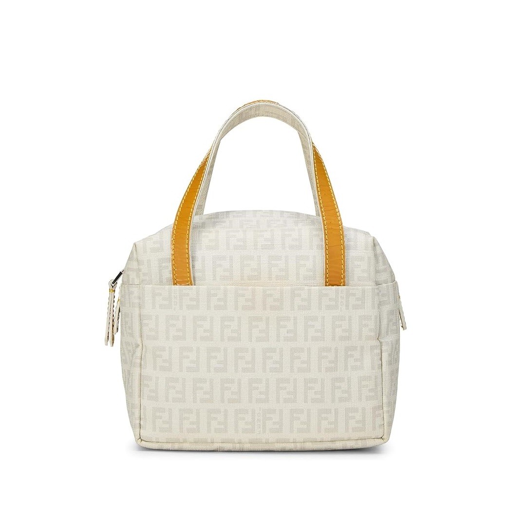 FENDI Pre-Loved Yellow Zucchino Coated Canvas Boston Mini, Yellow