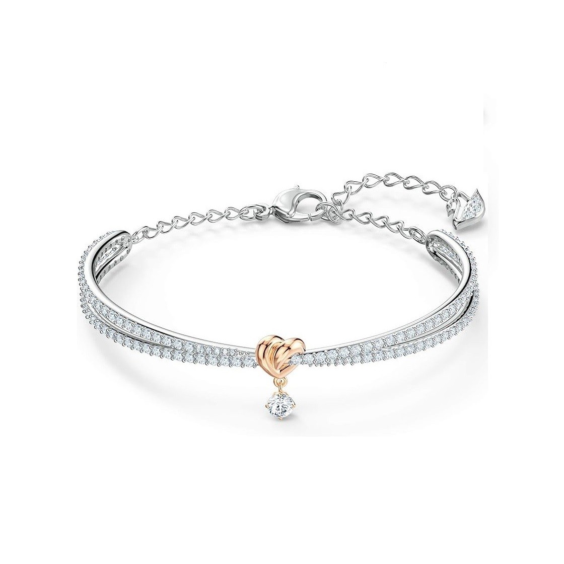 SWAROVSKI Lifelong Heart Necklace, Earrings, and Bracelet Crystal Jewelry Collection, Rose Gold & Rhodium Tone Finish