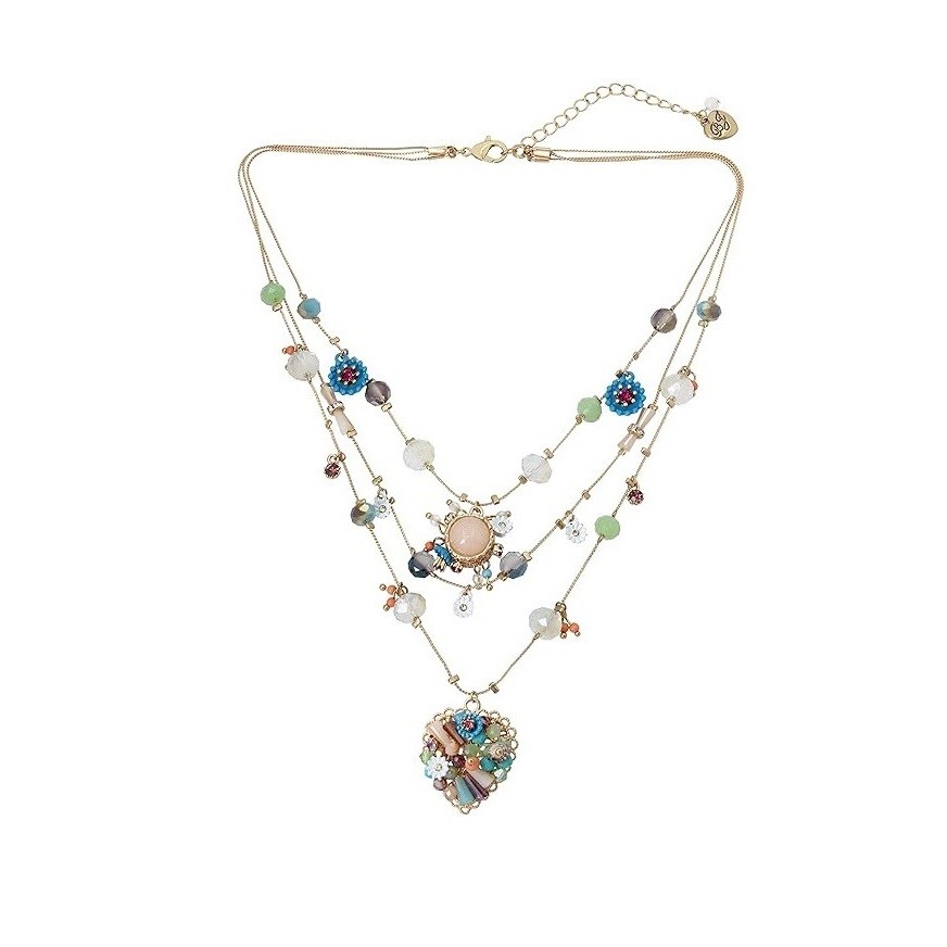 Betsey Johnson Womens Butterfly Charms Layered Necklace