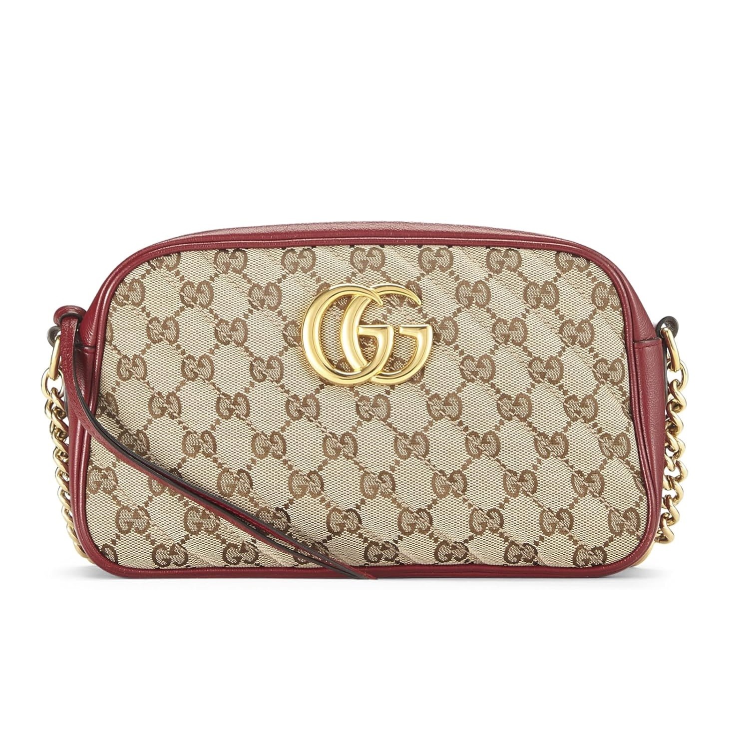 Gucci Pre-Loved Red Original GG Canvas Marmont Crossbody Small, Red