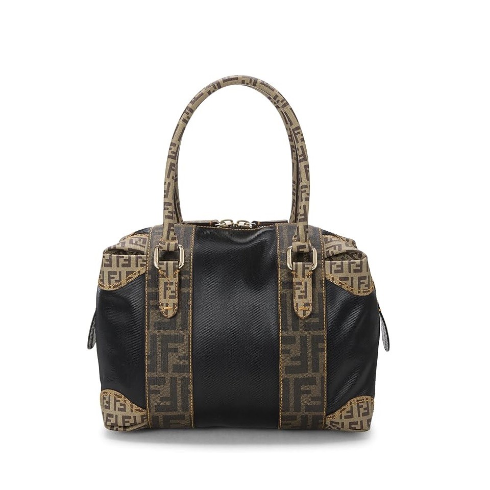 FENDI Pre-Loved Multicolor Zucca Coated Canvas Boston Bag, Brown