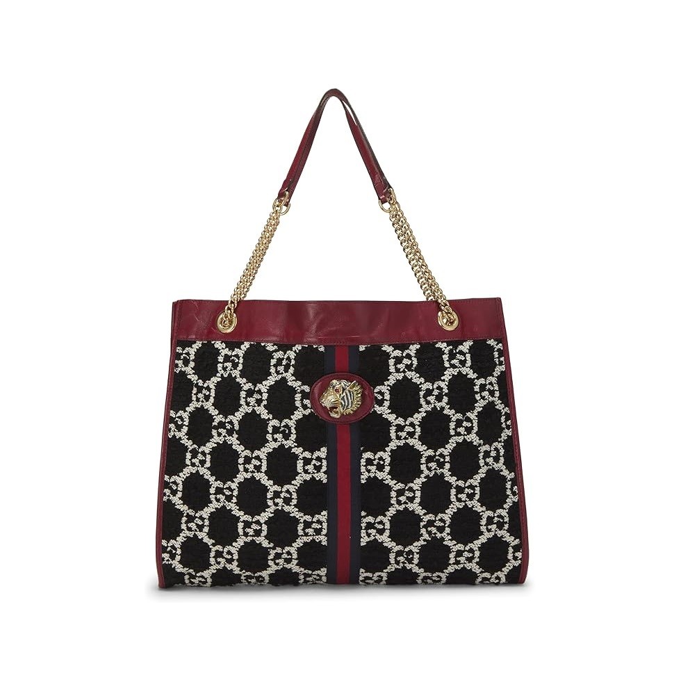 Gucci Pre-Loved Multicolor Tweed Web Rajah Tote Large, Multi