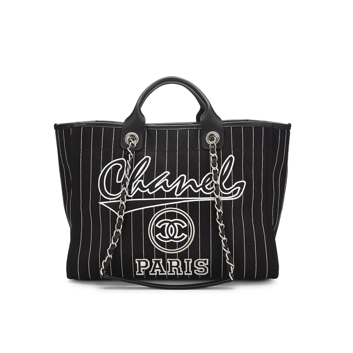CHANEL Pre-Loved Black Canvas Deauville NM Large, Black