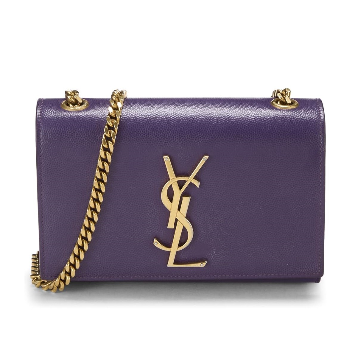 YVES SAINT LAURENT Pre-Loved Purple Grainy Leather Kate Chain Bag Mini, Purple