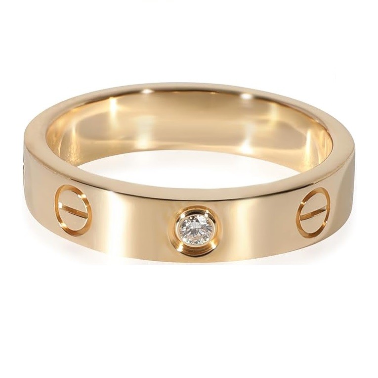 CARTIER Pre-Loved, Love Wedding Band, 1 Diamond, Yellow Gold, 5.25