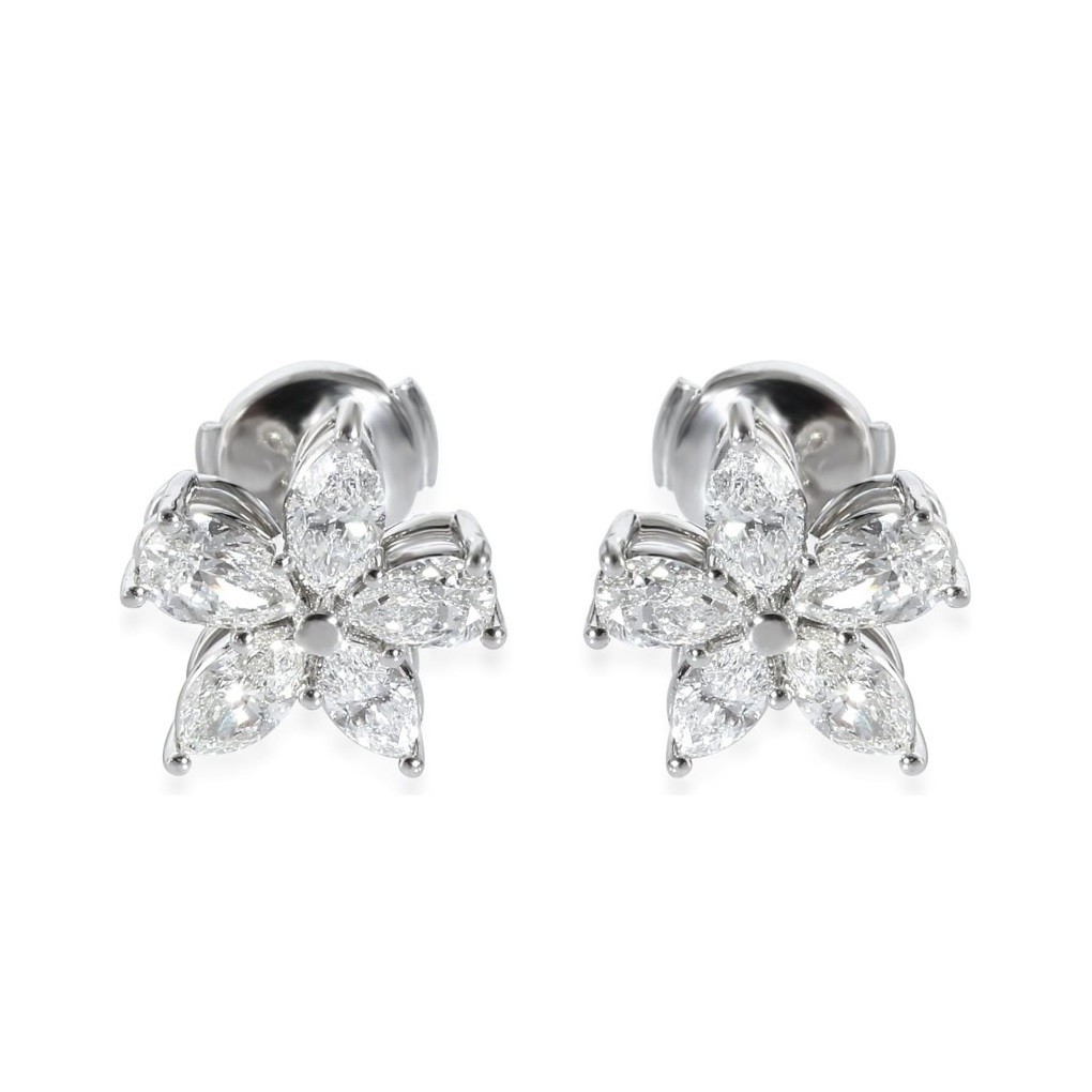 Tiffany & Co. Pre-Loved, Victoria Diamond Earrings in Platinum 1.77 CTW, 12 mm