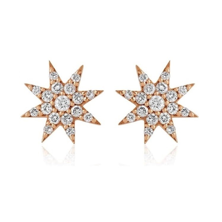 Bee Goddess Venus Star 14k Rose Gold Earring, KP13624