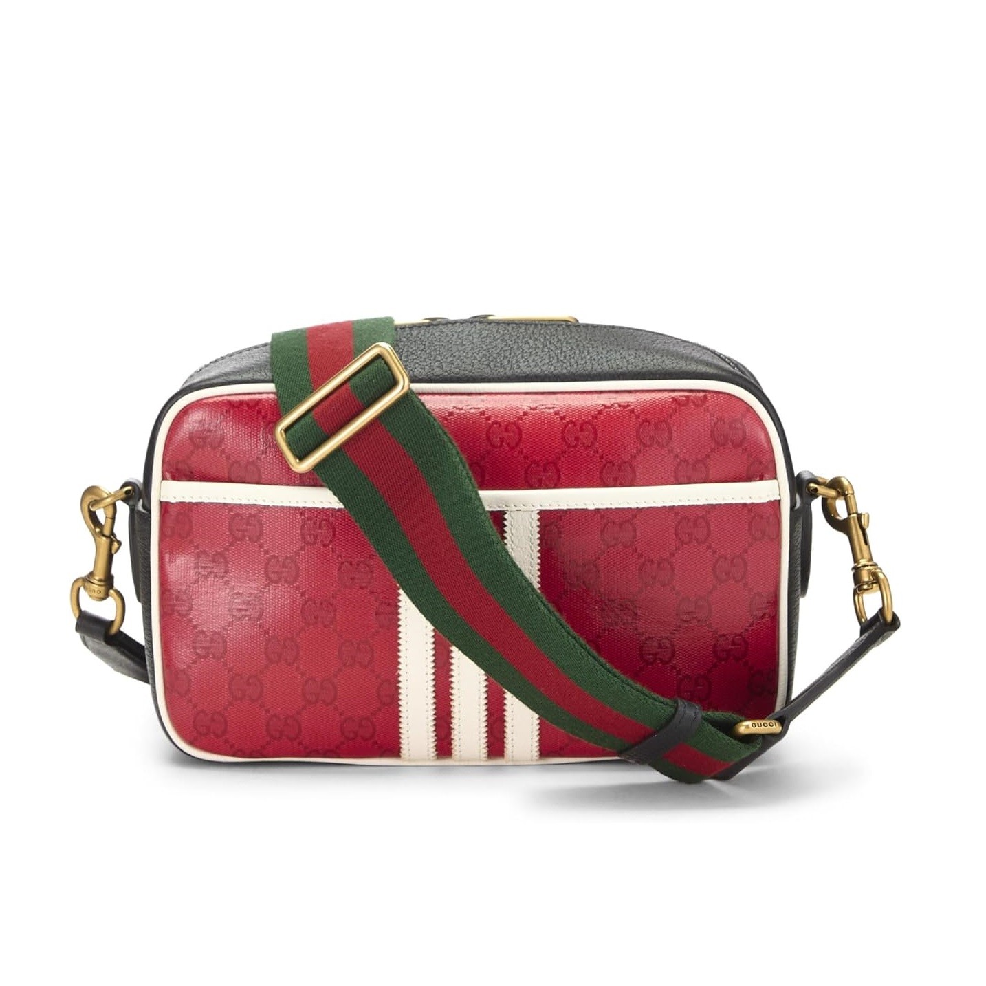 Gucci Pre-Loved Adidas x Gucci Red Crystal Canvas Shoulder Bag, Red